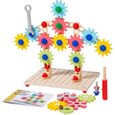 Amagogo Holzzahnräder Spielzeug Lernspielzeug-Set Pädagogisches Geburtstagsgeschenk Puzzle Spiele Bausteine ​​für 2 3 4 5 Jahre alt