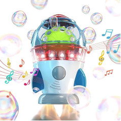 Bubble Machine, Automatic Rocket Bubble Maker 10,000+ Bubbles/min with Lights and Music for Children, Electric Bubble Machine for Indoor Outdoor Wedding Birthday Party