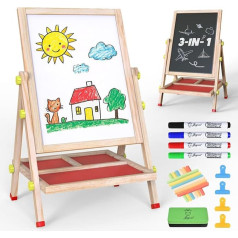 Joyooss Children's Chalkboard Magnetic Board Children's Chalkboard Children Adjustable Standing Children's Board with Chalk and Magnetic Board Play Board Painting Board Children's Standing Board 2-4 4