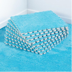 12 Pieces Thickened Foam Floor Mats, Fluffy Plush Foam Mats for Floor Baby with Edges, Soft Non-Slip Square Foam Tiles, Puzzle Area, Carpet, Play Mat for