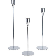 SET 3 PORTAVELA METAL PLATEADO