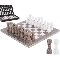 Marble Chess Set 30.5 cm Handmade Board Game for 2 Players - Oceanic & White Chess Game for Outdoor and Home Decor