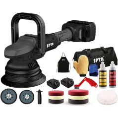Akku Exzenter Poliermaschine, SPTA 18V Polierer Akku-Polier- / Akku-Exzenterpolierer mit Variable Geschwindigkeit, mit 125mm Polierschwamm Polierteller, polieren Pad/Wollscheibe 2tlg 4000 mAh Batterie