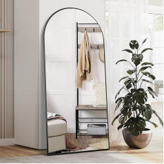 NEUWEABY Curved Floor Mirror, 165 x 60 cm Arch, Full Length Mirror with Stand, Large Wall Mirror, Full Length Mirror, Standing for Hanging or Leaning on the Wall for Bedroom