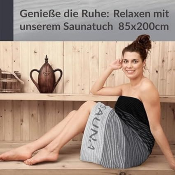 Lashuma Helsinki Sauna Towel, Block Stripes 85 x 200 cm, XXL Hand Towel, Bath Towel, 100% Cotton