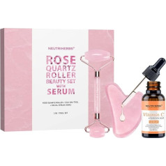 Neutriherbs Jade Roller and Gua Sha Set for Face with Vitamin C Serum (3 in 1 Kit) Facial Massage Skin Care for Eye Puffiness, Skin Tightening