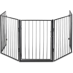 Relaxdays Fireplace Guard 5 Elements H x W 76 x 60 cm Each with Door Child Protection Fireplace Barrier Grille Steel Black