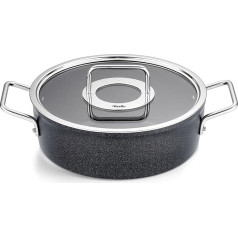 Fissler Adamant/Aluminium Roasting Dish (Diameter 24 cm, 3.1 L) Stewing Pan Coated with Glass Lid Non-Stick Induction