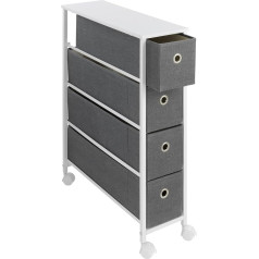 Maximex Recess Shelf with 4 Drawers with 4 Extra Deep Drawers & 4 Smooth-Running Wheels, Metal, 20 x 58 x 79 cm, White