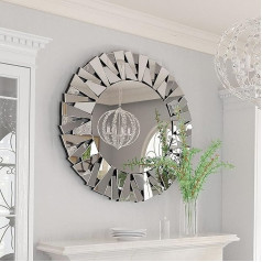 Artloge Wall Mirror Large Mirror Round 80 cm Round Mirror Hallway Wall Mirror Modern Decorative Living Room Mirror HD Decorative Mirror Hanging Mirror with Metal Hooks for Living Room Bedroom Hallway