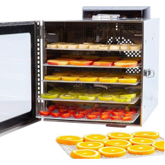 Vita5 Dehydrator with 6 Stainless Steel Dehydrator Grids - Dehydrator with Temperature Control (30-90°C) - for Drying Fruit, Vegetables and Meat - 400 W 24H Timer Function LED Display - Dehydrator