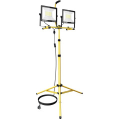 RIGIDON 200 W LED Construction Spotlight Work Spotlight with Tripod, 20000 lm LED Floodlight Work Light, Telescopic Tripod Stand LED Spotlight for Workshop, Construction Site, Camping, Garage, Garden,