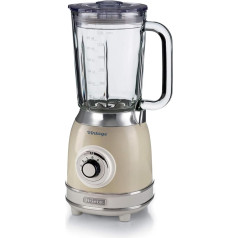 Ariete Vintage 583 Glass Mixer, Retro Multifunctional Blender with 4 Blades, 4 Speeds + Pulse Function, Ice Crusher Function, 1.5 Litre Capacity, 1000 W, Beige