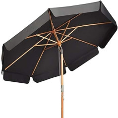 FANTASK Parasol 300 cm, Garden Umbrella Made of Wood, UV Protection, 30° Bendable on Both Sides (Grey), gray, 300 cm, Modern