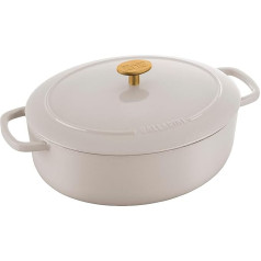 BALLARINI Bellamonte Ivory White Ivory Ivory Oval Enamelled Oval Casserole Pot 31 cm 5.5 L