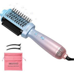 BEAUTYOVO 3-in-1 Hair Dryer Brush Round Brush with Straightening Brush and Ions - 3 Modes (37-200°C), Intelligent Temperature Control for Drying, Smoothing & Volume