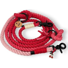 Matibuli Hundeleine aus Baumwolltau, Tauleine in der Farbe Rot mit schwarzen Scherenkarabiner für mittelgroße Hunde ab 8 Kg