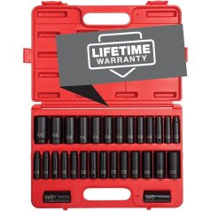 Sunex 5153DD 1/2-Inch Drive Fractional Metric Deep Master Impact Socket Set, 29-Piece