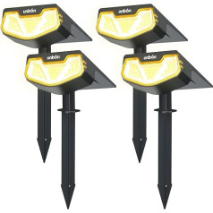 UNBON Solar Spotlight for Outdoor Garden, Solar Lights for Outdoor Garden, 32 LED Solar Spotlights, Cool White, Garden Lighting, Solar Garden Lights, IP65 Waterproof (Warm White, Pack of 4)