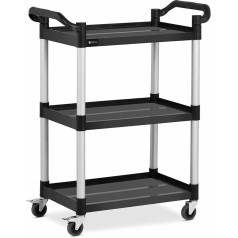 Royal Catering RC-PSTB3800 Serving Trolley Tea Trolley Kitchen Trolley Gastro 3 Shelves 4 Wheels up to 90 kg 63 x 40 cm 90 Black