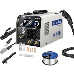 Harukiku 135A Cored Wire Welding Machine Without Gas, 3-in-1 Electrode Welding Machine (Flux MIG/ARC, MMA/Lift TIG), with Synergic Wire Feed, Compact IGBT Inverter Welding Device, for Professionals