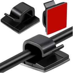 Outdoor Cable Clips with Adhesive Tapes, Pack of 60, Light Clips, Decoration Clips, Self-Adhesive Hooks, Wire Holder for Fairy Lights (Black, Large)