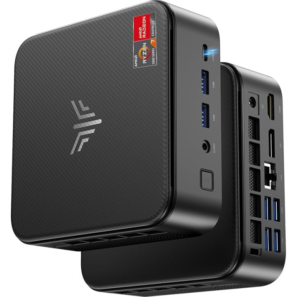 NiPoGi Mini PC 32GB DDR4 1TB SSD, AMD Ryzen 7 5700U (up to 4.3GHz, 8C/16T) Micro Desktop Computer for Office/Home Cinema/Meeting/Business/Trip【Wifi6/Bluetooth5.2/DP+HDMI+USB-C】