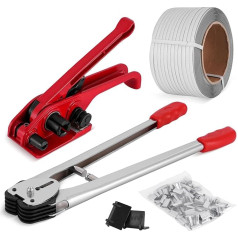 BAOSHISHAN Portable Manual Strapping Set with Capper (40 cm Portable), 500 m PP Packaging Tapes, Metal Seal × 100, Edge Protection Angle × 20