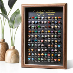 ACODE Natural Mineral Specimen Shadow Box, Geology Collection Case Decoration, Home Decor Wall Art Tabletop Display with Real Stone Crystals, Gift for Birthday, Christmas, Housewarming