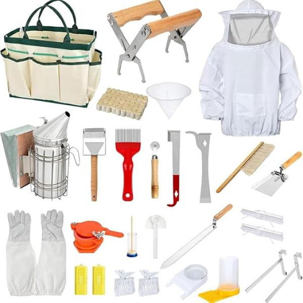 Beekeeper Accessories, Beekeeping Supplies Accessories, Beekeeper Set, 30-Piece Beekeeping Starter Set, J Hook, Frame Handle, Beekeeping Tools and Accessories, for Beekeeping Supplies, Starter Set