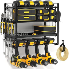 POKIPO Power Tool Organizer Wall Mount Heavy Duty Drill Holder Garage Tool Organizer and Storage Garage Utility Rack for Cordless Drill (Black-1)