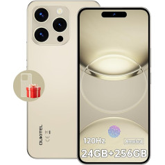 OUKITEL P1 Mobile Phone Without Contract - 24GB + 256GB Smartphone Without Contract Android 14, 6.7 Inch AMOLED Display Simlock-Free Mobile Phones 5150mAh, 50MP + 32MP Camera, GPS, NFC, Gold