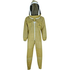 BIENE24 Premium Beekeeping Suit with Breathable Net + Fencing Veil for Bees Wasps Insects Beekeeping Stitch Protection Insect Protection S M L XL XXL XXXL, S · Brown