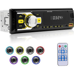 NHOPEEW 1 DIN Car Radio - Car Radio with Double Bluetooth - FM Radio Receiver Support 7 Colour Backlight - U Disk/AUX in/TF Card Play/App Locate and Find the Car