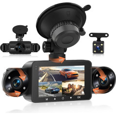 Rimoody 4 Channel 360° Dash Cam Car, 4 Camera FHD 1080P Front and Rear Left Right, 3 Inch 1080P Dash Cam Car Camera with 8 IR Night Vision/Loop Video/24H Parking Monitor/G-Sensor/Parking Aid