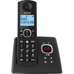 ALCATEL F530 Voice - Cordless Landline Telephone DECT with Answering Machine - Large Illuminated Display - Hands-Free Function - Call Blocking Function - 2 Direct Dial Buttons - Black