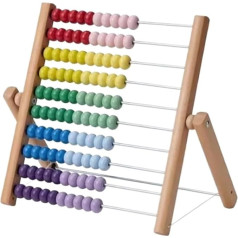 MEIZHITU Abacus Calculation Tool Abacus Maths with Multicoloured Beads, 10 Rows Wooden Abacus, Preschool Maths Learning Tools Training