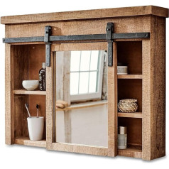 Loberon Taylors Island Mirror Cabinet, Rustic Design, Industrial Style, Natural Grain, Bathroom Furniture, Mango Wood, Iron, Mirror Glass, Brown
