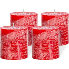 Brandsseller Pillar Candle, Set of 4, 7 x 7.5 cm, for Christmas, Advent Wreaths, Red