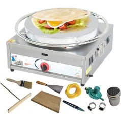 45 cm, GUUFUFA Commercial Crepe Maker, Pancake Grill Plate, Large Hot Plate, Non-Stick Electric Grill Plate, Pancake Maker, Dough Distributor, Wooden Spatula, Crepe Pan for Gas/LPG