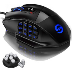 UtechSmart Venus Gaming Mouse 12 Buttons MMO Mouse 16400 DPI USB Laser Gaming Mouse 18 Buttons Naga 16400 dpi Sampling Rate High Precision Configurable LED Colour Lighting MMO Gaming
