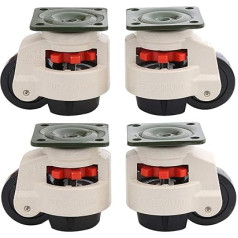 KATSU Swivel Castors Set of 4, 1000 kg Load Capacity, Retractable Machine with Movable Levelling Swivel Plate Castors GD-60F for Heavy Machines, Workbench, Welding Table 5505664