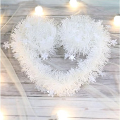 Wisafory Christmas Garland 3 x 2 m White Christmas Snowflakes Garland Fir Garland with Snow Hanger Winter Christmas Wreath Hanging Decoration Fluffy Tinsel Wreath Stair Garland