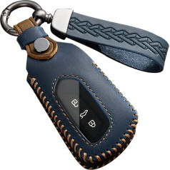 ontto Car Key Case Key Cover Fits VW ID.3 ID.4 GTX Golf 8 GTI Seat Leon MK4 Tarraco Skoda Octavia Enyaq Cupra 2020-2023 Remote Control Key Fob Leather Key Case B Blue