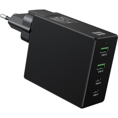 Minthouz 100 W USB C Charger, GaN Adpter Power Adapter for Socket, Black, Compact Design with Ribbed Structure Laptops, iPad, iPhone, Steam Deck and More