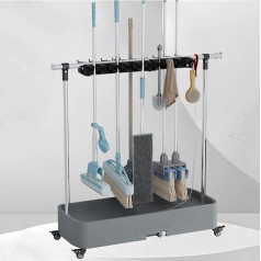 DDNGEJ Beweglicher Besenmopphalter, Platz für nasse Mopps, Gartenreinigungswerkzeugwagen, kommerzieller Moppständer, Organisation und Aufbewahrung von Reinigungsmittel