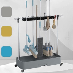 Bodenstehender Besenmopphalter, beweglicher kommerzieller Moppständer, Organizer für Reinigungsmittel, Aufbewahrung von Gartenwerkzeugwagen, beweglicher Moppständer aus Edelstahl, Schirmständer,