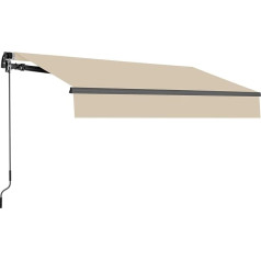HOMEDEMO Articulated Arm Awning with Hand Crank, 250 x 200 cm, Beige, Sun Awning, Patio Awning, Angle Adjustment (5-60°), Balcony Awnings with Waterproof Coating Including Wall Bracket