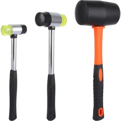 ZOFUN 3 Stück Gummihammer, 23,5/30/34 cm, Campingschläger-Set, doppelseitig, stoßfester Gummihammer mit gepolstertem Griff, rutschfester Hammer für Bodenbelag, Fliesen, Handwerk, Holzarbeiten, Camping