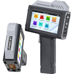 UPRINTJET BT-HH6210B Handheld Inkjet Printer with 4.3 Inch Touch Screen, Portable Handheld Printer with Solvent Ink Cartridge, Inkjet Coder for Logo, Picture, Production Date, QR Code, Barcode
